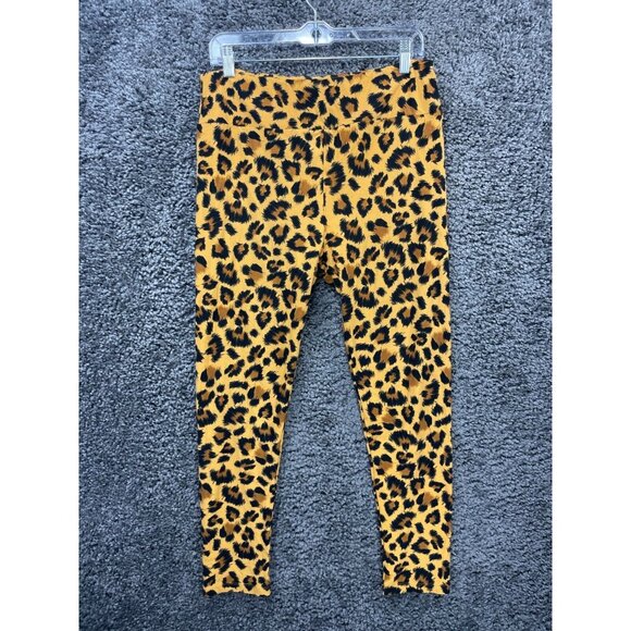 LuLaRoe Leggings Women's Tall & Curvy Mustard Black Cheetah Polyester Stretch - Picture 1 of 12